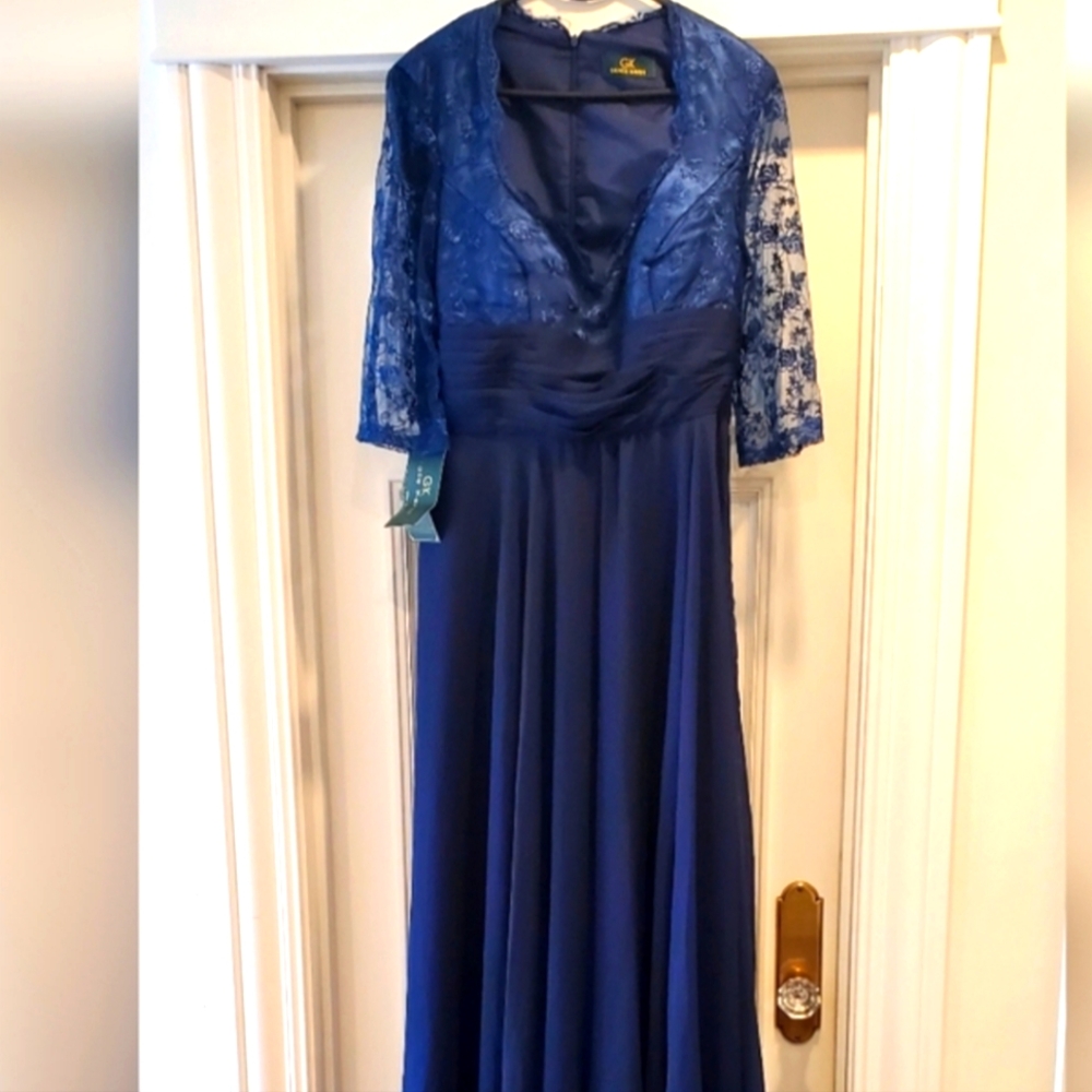 NWT Grace Karin Navy Blue Formal Dress Sz.16